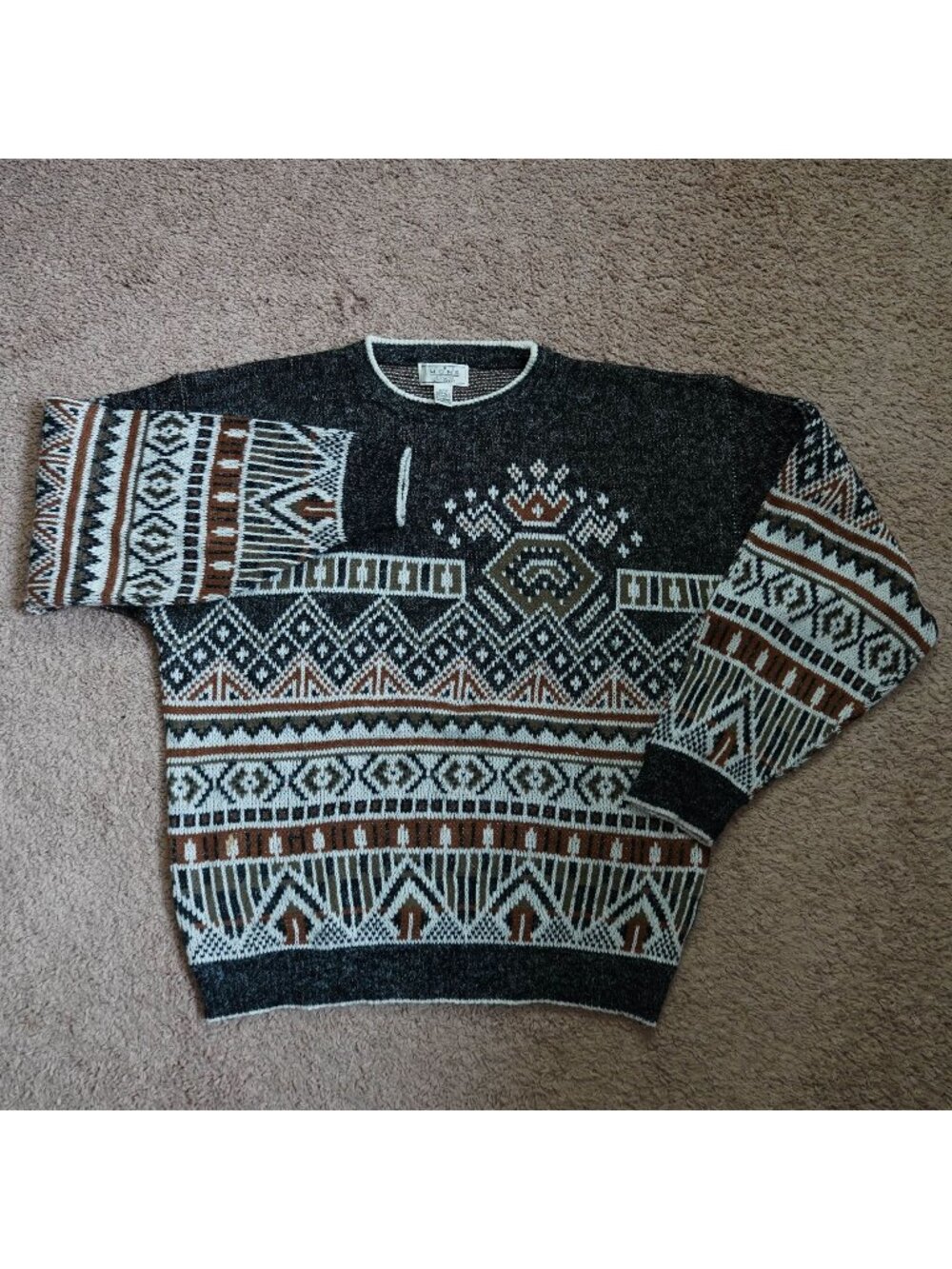 Vintage Sears Sweater Mens XL Nordic Aztec Pattern Crewneck 90s Acrylic